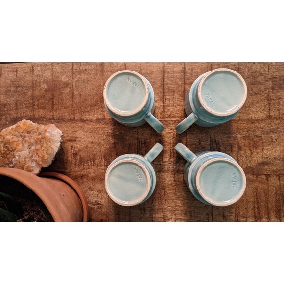 Vintage Set of Stacking Mugs/Teacups, Sky Blue Featuring Peacocks/Pheasants - Ma - Picture 7 of 9